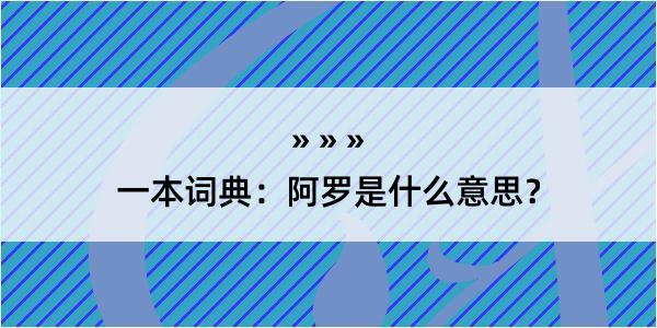 一本词典：阿罗是什么意思？