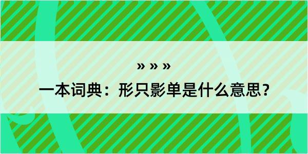 一本词典：形只影单是什么意思？