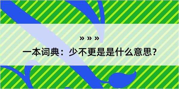 一本词典：少不更是是什么意思？