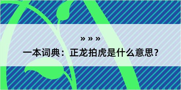 一本词典：正龙拍虎是什么意思？