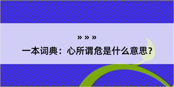 一本词典：心所谓危是什么意思？