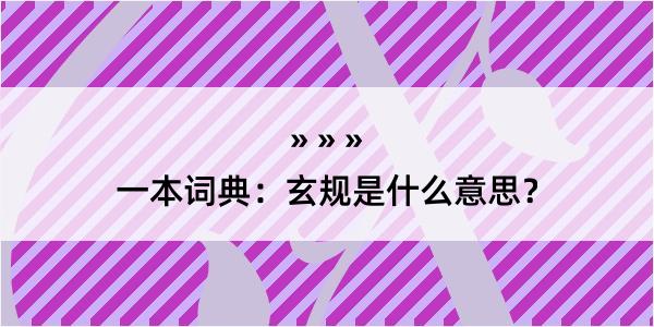 一本词典：玄规是什么意思？