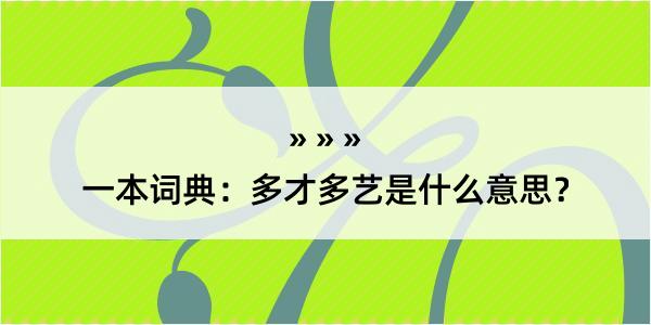 一本词典：多才多艺是什么意思？