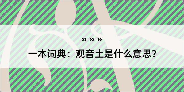 一本词典：观音土是什么意思？