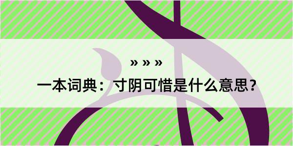 一本词典：寸阴可惜是什么意思？