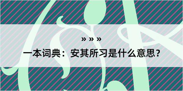 一本词典：安其所习是什么意思？