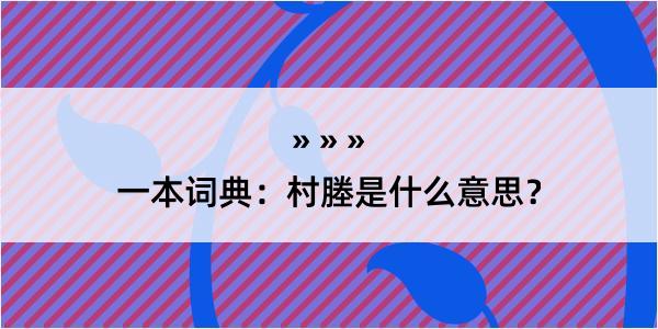 一本词典：村塍是什么意思？