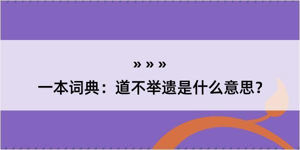 一本词典：道不举遗是什么意思？