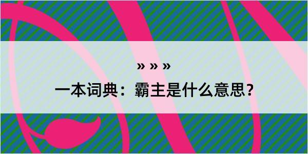 一本词典：霸主是什么意思？