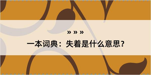 一本词典：失着是什么意思？