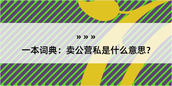 一本词典：卖公营私是什么意思？