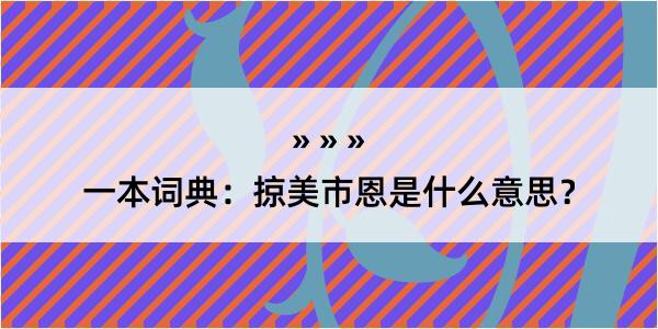 一本词典：掠美市恩是什么意思？