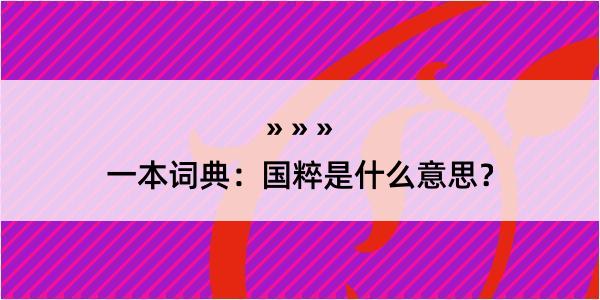 一本词典：国粹是什么意思？