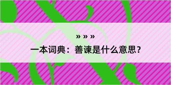 一本词典：善谏是什么意思？