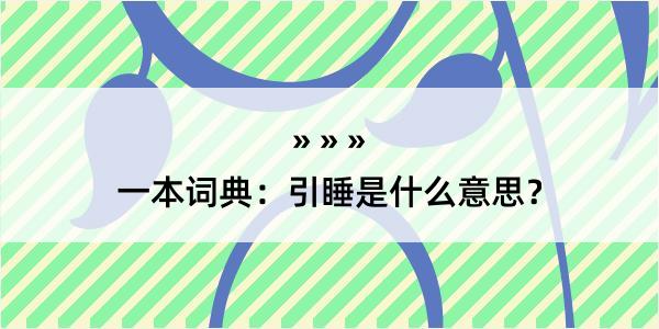 一本词典：引睡是什么意思？