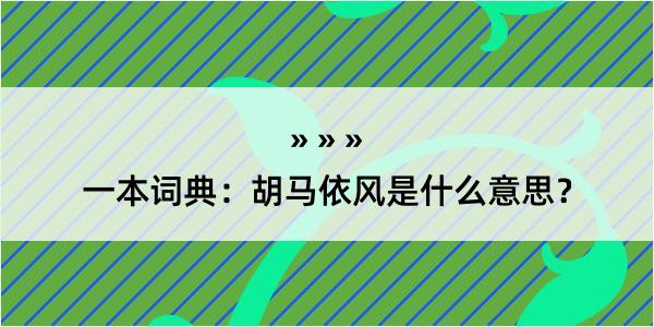 一本词典：胡马依风是什么意思？