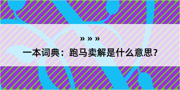 一本词典：跑马卖解是什么意思？