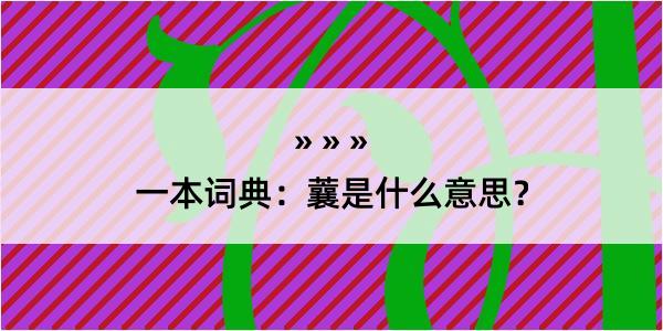 一本词典：蘘是什么意思？