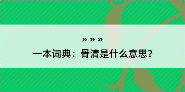 一本词典：骨清是什么意思？