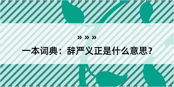 一本词典：辞严义正是什么意思？