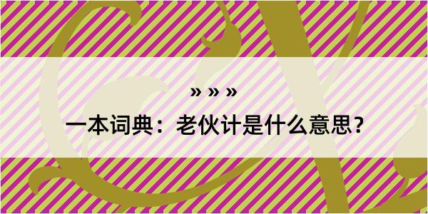 一本词典：老伙计是什么意思？