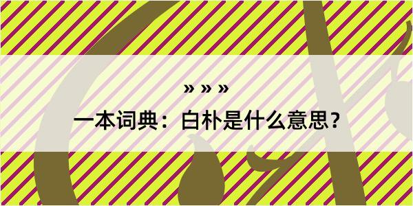 一本词典：白朴是什么意思？