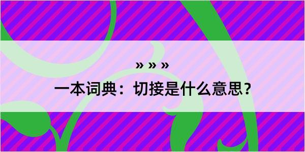 一本词典：切接是什么意思？