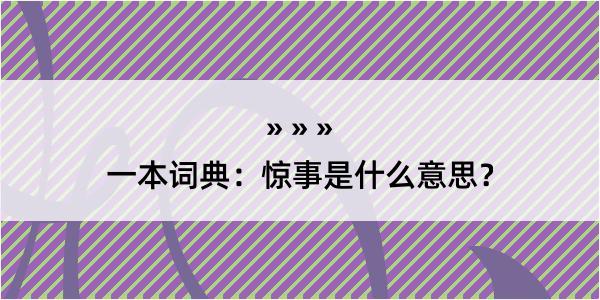 一本词典：惊事是什么意思？