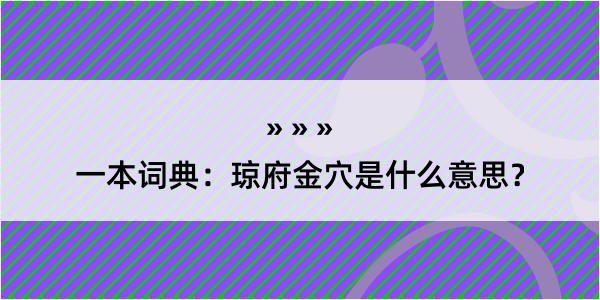 一本词典：琼府金穴是什么意思？