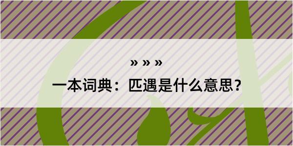 一本词典：匹遇是什么意思？