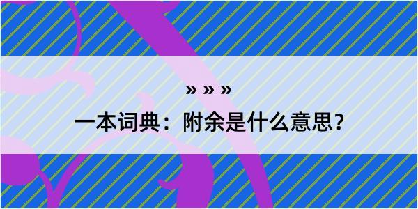 一本词典：附余是什么意思？