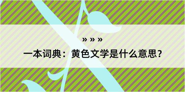 一本词典：黄色文学是什么意思？