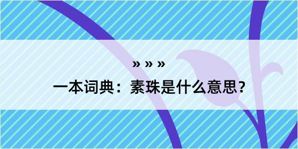 一本词典：素珠是什么意思？