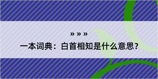 一本词典：白首相知是什么意思？