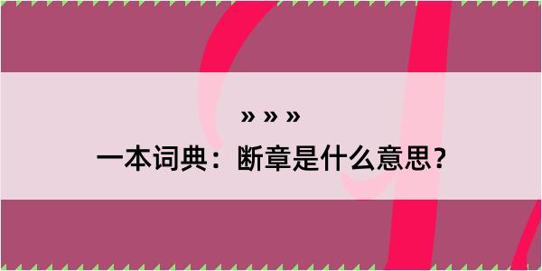 一本词典：断章是什么意思？