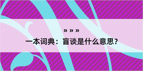 一本词典：盲谈是什么意思？