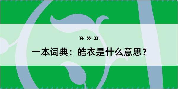 一本词典：皓衣是什么意思？