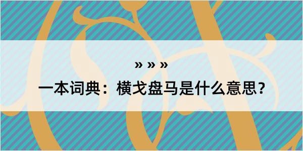 一本词典：横戈盘马是什么意思？