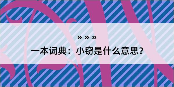 一本词典：小窃是什么意思？