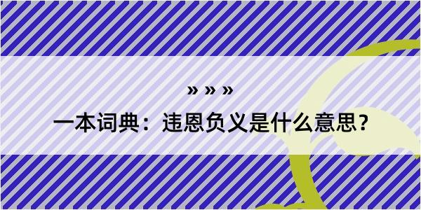 一本词典：违恩负义是什么意思？