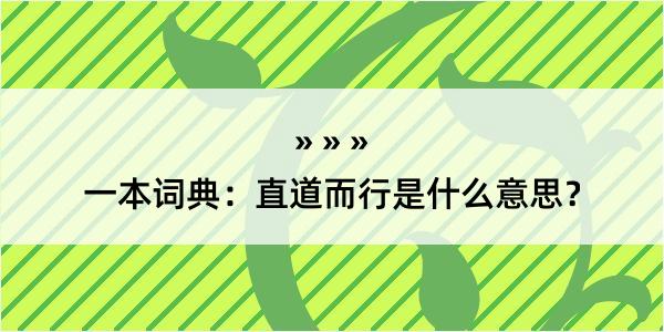 一本词典：直道而行是什么意思？