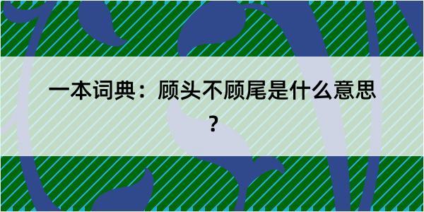 一本词典：顾头不顾尾是什么意思？