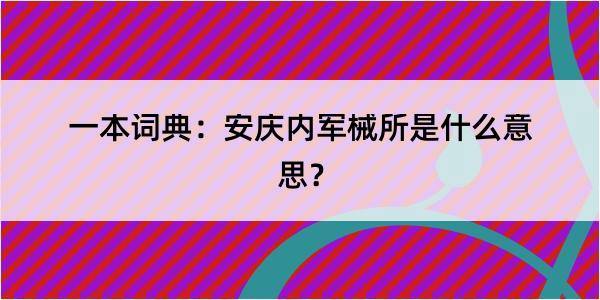 一本词典：安庆内军械所是什么意思？