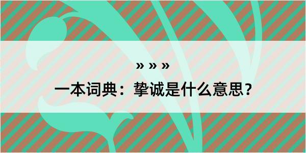 一本词典：挚诚是什么意思？