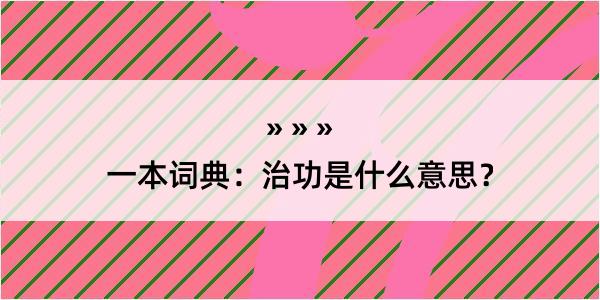 一本词典：治功是什么意思？