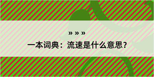 一本词典：流速是什么意思？