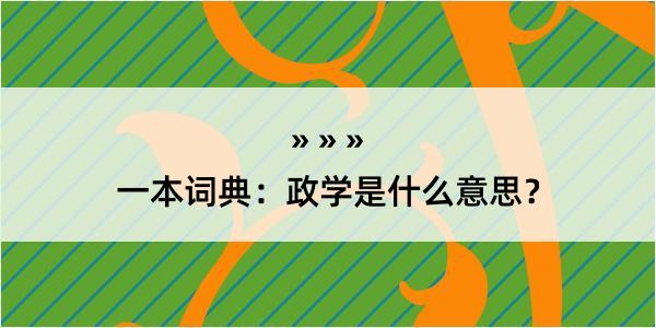 一本词典：政学是什么意思？