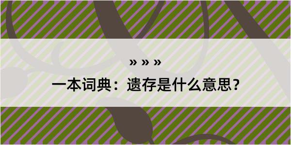 一本词典：遗存是什么意思？