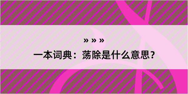 一本词典：荡除是什么意思？