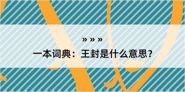 一本词典：王封是什么意思？